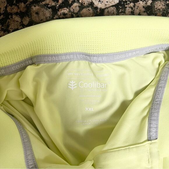 Coolibar Collar Shirt Mens Golf Polo Erodym UPF 50 Performance Size XXL Yellow - Picture 6 of 6